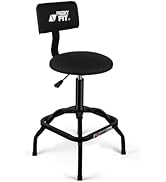 FreekyFit Shop Stool with Backrest, Mechanic Garage Stool for Workshop, Adjustable Stool Chair, P...