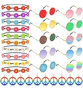 TUPARKA 30PCS Hippie Glasses Headband Costume Accessory Set Includes Multicolor Daisy Flower Head...