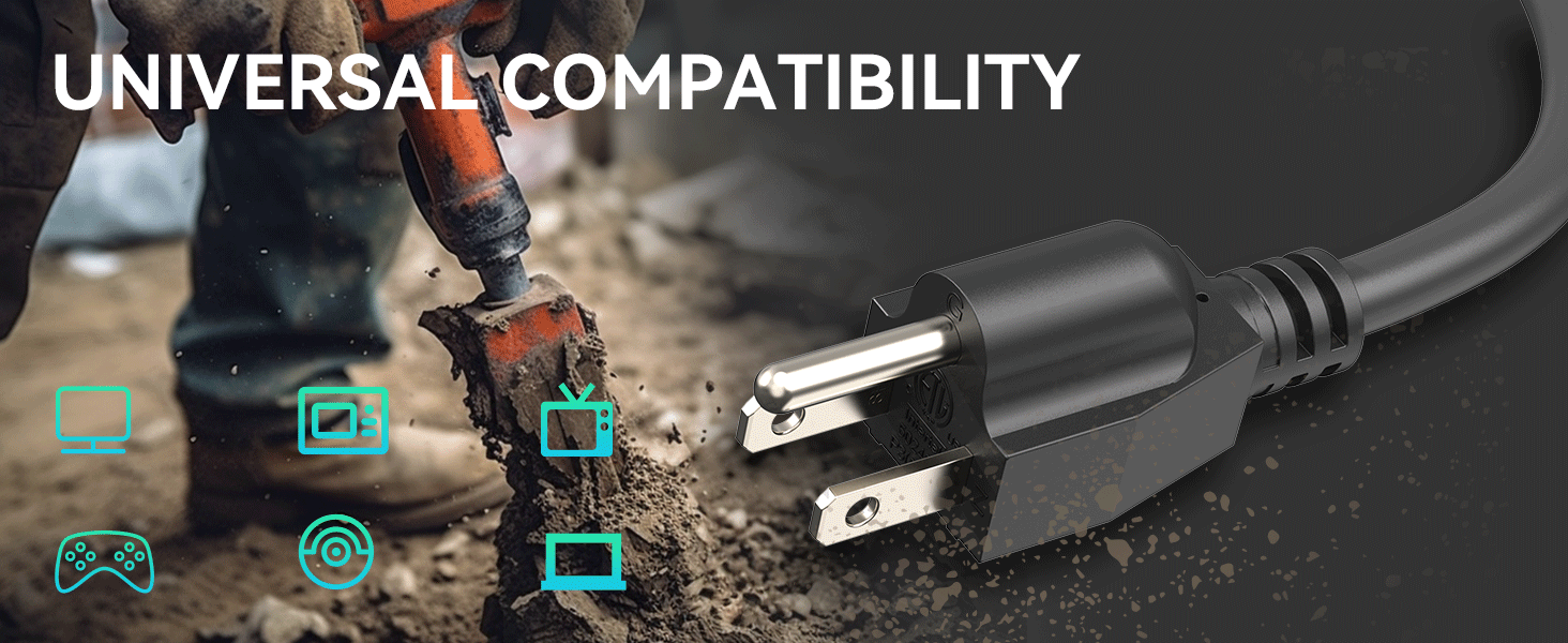 short extensio ncord black 3 prong