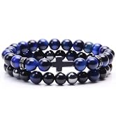 GDLKPYHS Cross Bracelet for Men - Black Obsidian Hematite Tiger Eye Triple Protection Bracelet Se...