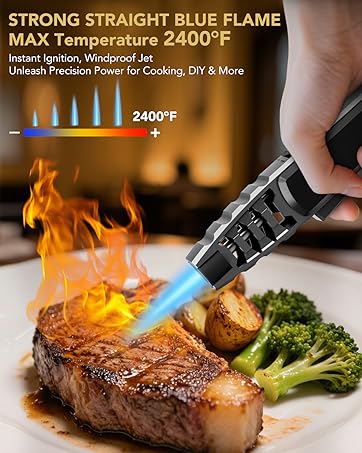 TBTeek Butane Torch Lighter - Adjustable Jet Flame Lighter, Refillable Bright Fire Blow Torch, 
