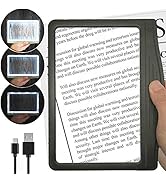 [Rechargeable] 3X Large Ultra Bright LED Page Magnifier with 12 Anti-Glare Dimmable LEDs (More Ev...