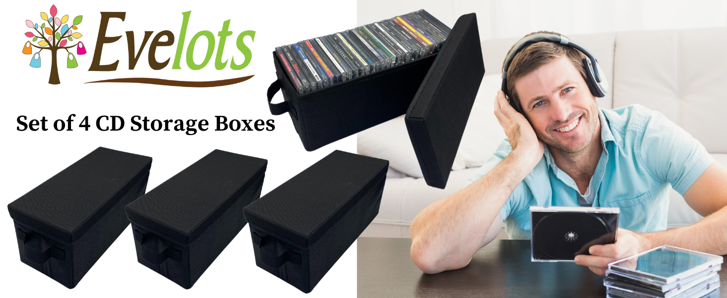 Evelots set of 4 CD Storage Boxes