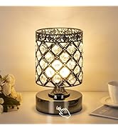 TOBUSA Black Rechargeable Cordless Table Lamp, Portable 6000mAh Crystal Battery Operated Lamp 300...