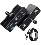 Qmrio USB Hub 3.1, 10Gbps Clamp USB Hub with 2 USB-A Data Ports, 2 USB-C Port with Extra Power Su...
