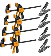 8-Piece Bar Clamps for Woodworking - 4 Pcs 12 inch Bar Clamps with 150 LBS Load Limit, 4 Pcs Heav...