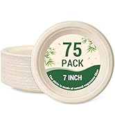 LANLISA 75 Pack Small Compostable Paper Plates 7 inch, Heavy-Duty Dessert Plates Disposable for A...