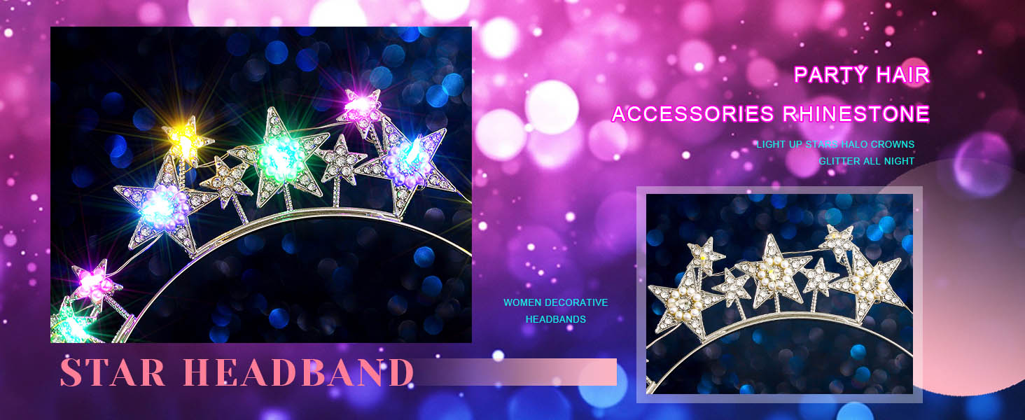 star headband with 3 modes lights,applies to both Daily Dress and Rave Dress