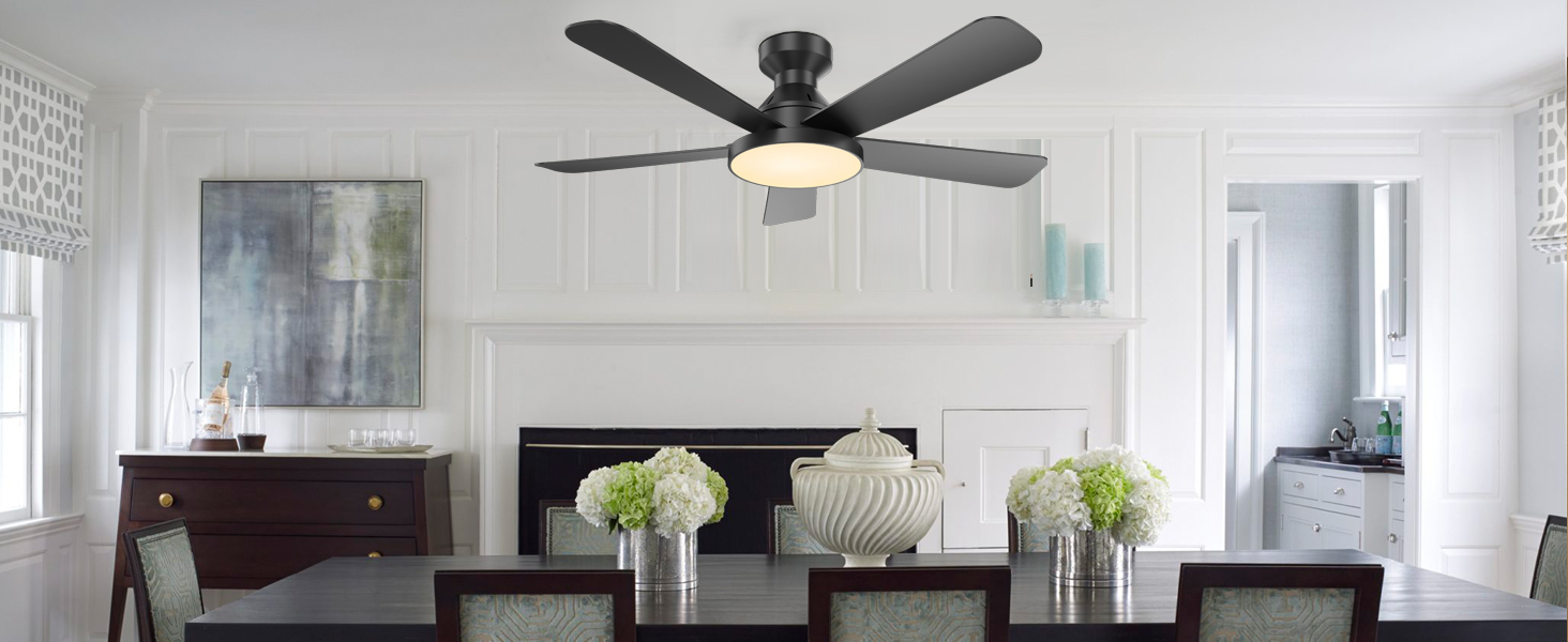 dining room ceiling fan flush mount, low ceilings,