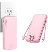 Nusyddy Portable Charger, 10000mAh PD20W Fast Charging Power Bank with Built-in Cables &amp; Wall Plu...