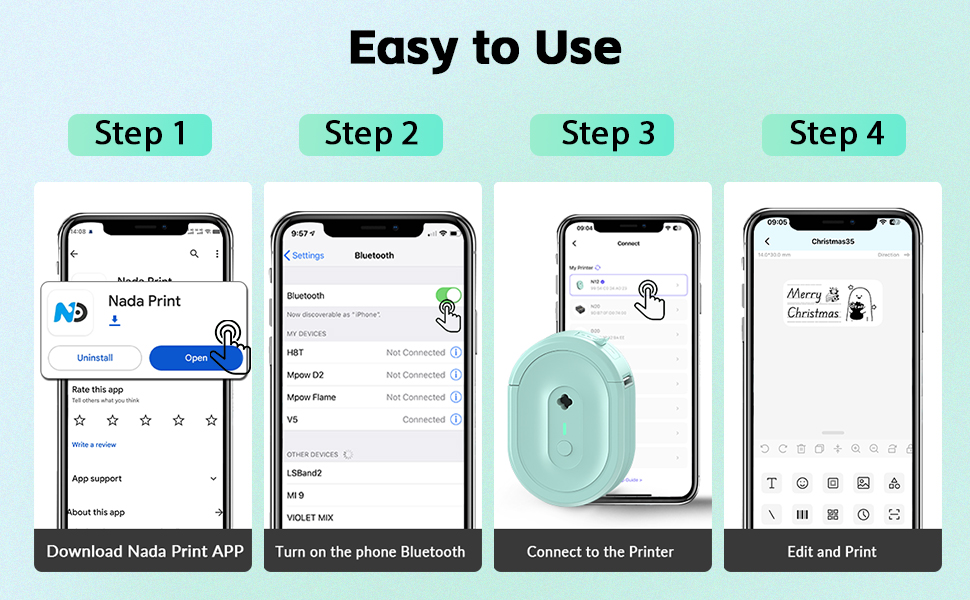 waterproof clear handheld wireless cute rechargeable inkless fancy tiny compact smart label maker