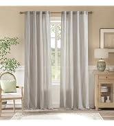 jinchan Linen Curtains 96" Charcoal Grey Stripe on Beige Back Tab 2 Panels | Curtains For Living ...