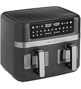 West Bend Double Up Air Fryer Dual Basket 10-Quart Capacity with Digital Controls View Windows an...