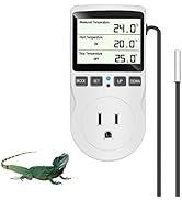 KABASI Digital Temperature Controller, LCD Screen Heating Cooling Reptile Thermostat with Sensor ...