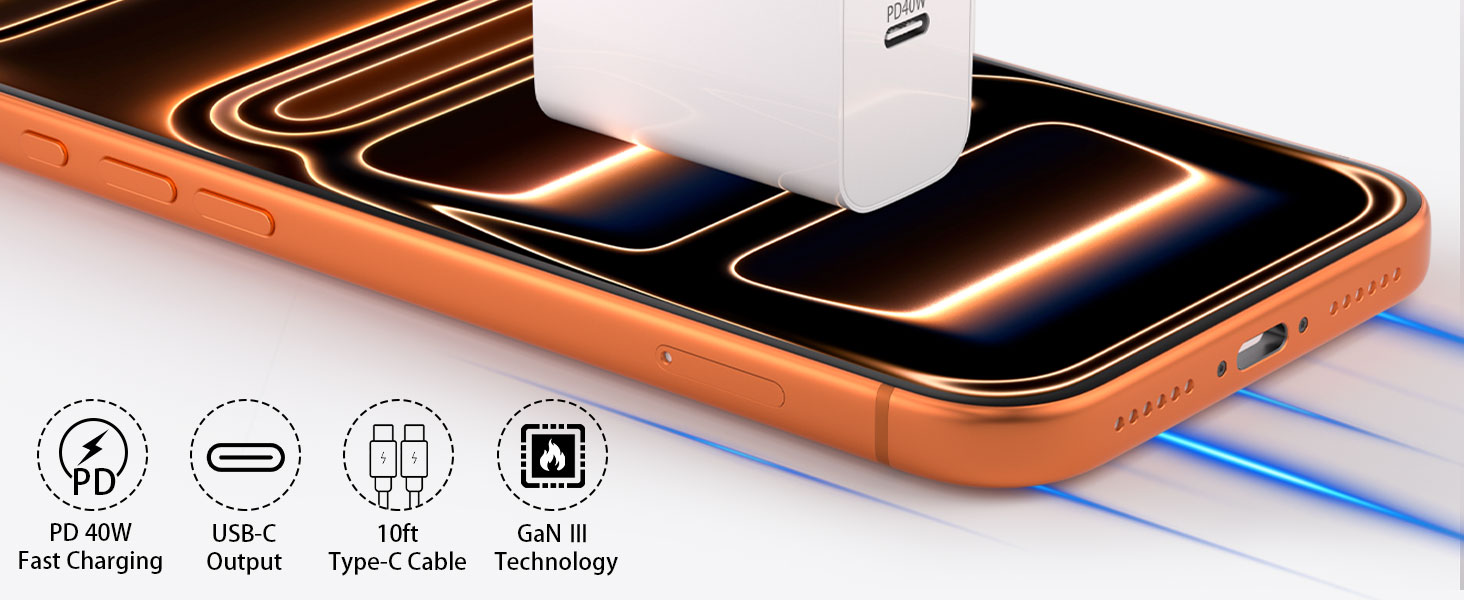 iPhone 17/16 Charger, 2-Pack 40W Fast USB C Charger Block, for iPhone 16/16 Pro Max/15 Series/iPad