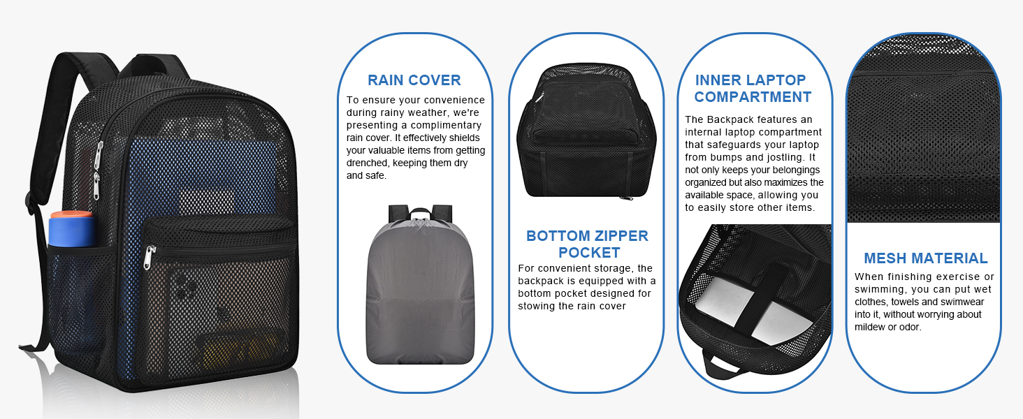 See Through College Backpack for Swimming, Outdoor Sports