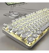 SEUNKWANG EWEADN TK100 Typewriter Style Wired Mechanical Keyboard, 104 Keys Aesthetic Typewriter ...