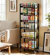 Kssiaz Slim Storage Cart, 6 Tier Rolling Cart with Wheels, Narrow Mobile Utility Shelf Unit Organ...