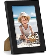 Vittanly 4x6 Picture Frame, Made of Solid Wood and Shatterproof Plexiglass, Wooden Photo Frame fo...