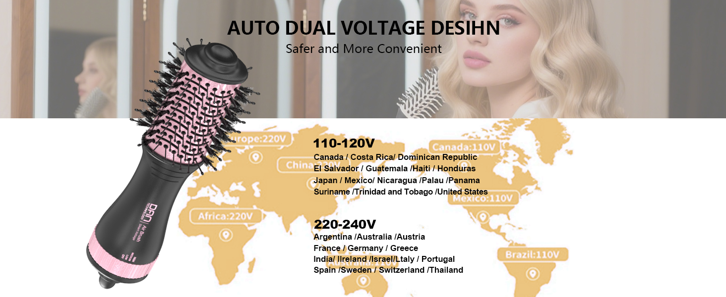 blow dryer brush,travel essentials, dual voltage hair dryer brush
