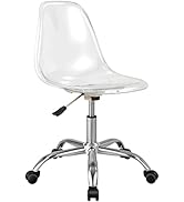 COSTWAY Acrylic Clear Desk Chair, Armless Swivel Vanity Ghost Plastic Chair with Sturdy Metal Bas...