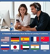SKYAUDIO AI Translation Headphones Real Time, Meeting Recording + TF Card, Ear Return, 144 Langua...