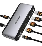 USB C Docking Station Dual HDMI, WAVLINK 4 Monitor Docking Station with Dual DP, Dual HDMI, 100W ...