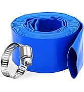 DAVCO 3"(Flat 5" width) x 100 ft Pool Backwash Hose, Heavy Duty Reinforced Blue PVC Lay Flat Wate...