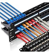 Lysymixs 48 Port RJ45 Patch Panel Cat6 Feed Through, Coupler Network Patch Panel 19 Inch, Inline ...