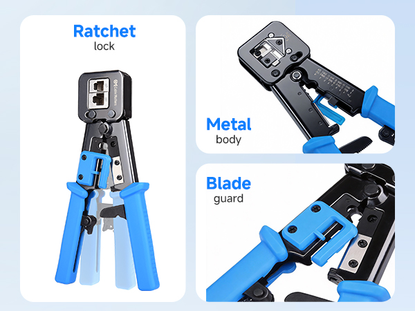 Modular RJ45 Crimp Tool (Ethernet Crimper) with Built-in Wire Cutter and Stripper