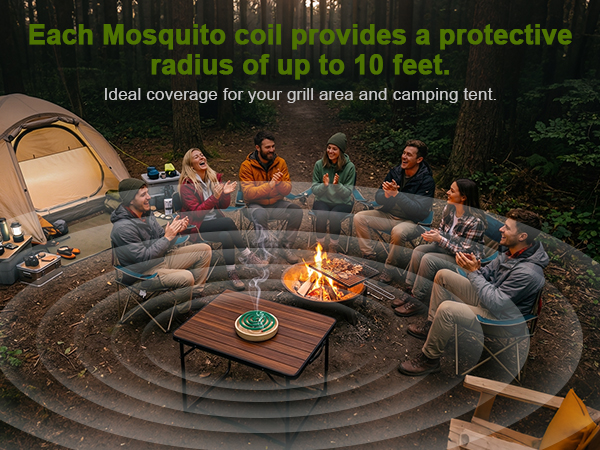 Each mosquito coil provides a protective radius up to 10 feet