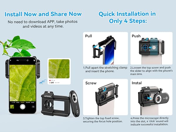 APEXEL 100X/150X/200X Phone Microscope Lens