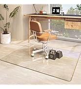 Batuso Tempered Glass 48" x 36" Round Corner Glass Chair Mat with Polished Edge, Heavy Duty Hard ...