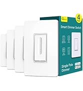 TREATLIFE Smart Dimmer Switch 4 Pack, Smart Switch Works with Alexa and Google Home, 2.4GHz WiFi ...