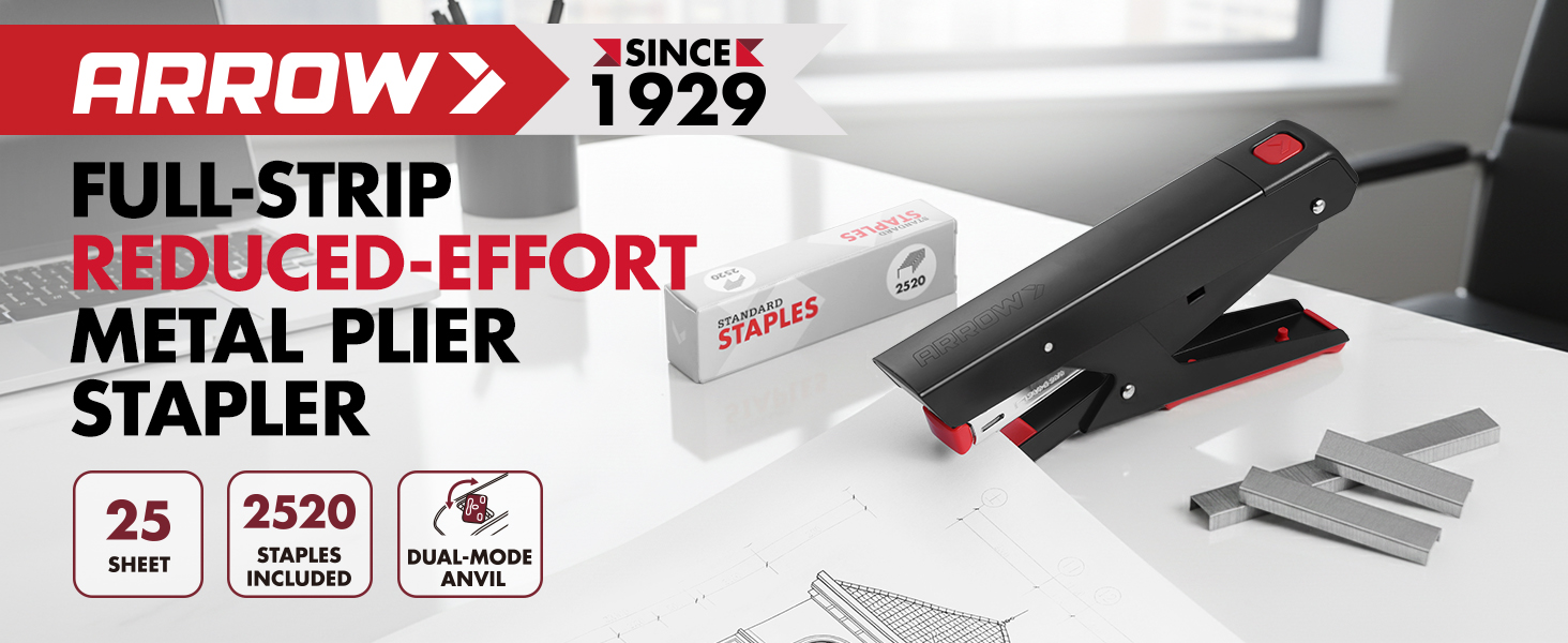 ARROW REDUCED-EFFORT METAL PLIER STAPLER