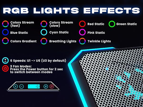 cool computer gadgets rgb laptop cooling pad stand for desk with fan gaming lap accessories usb hub 