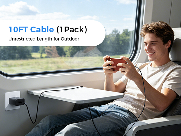 Type C Fast Charging Block with 10FT Cable