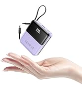 Kelaien Small Portable Charger with Built in Cable, 10000mAh Smart LED Display Mini Power Bank,US...