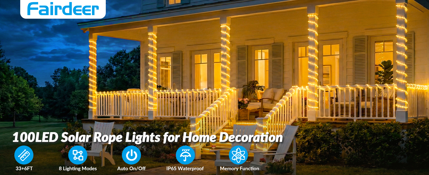 solar rope lights outdoor waterproof
