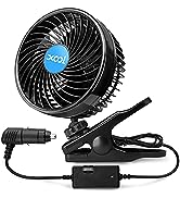 XOOL 12V 6'' Car Fan, Clip Fan 360 Degree Rotatable Car Fan Cooling Air Fan with Stepless Speed R...