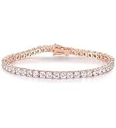 LGYIC Rose Gold Plated Tennis Bracelet for Women with 5A+ CZ Stones, Elegant Bling Jewelry for We...