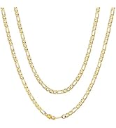 ChainsHouse Stainless Steel Figaro Chains for Men, 4mm/6mm/9mm/13mm Width, 14-30inch Length, Blac...