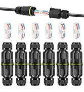 Linkstyle 6-Pack IP68 2Pin Waterproof Electrical Cable Connector, 2 Way Outdoor Junction Box with...
