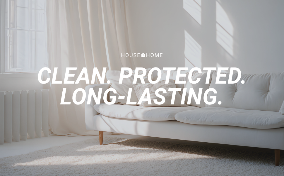White sofa representing clean protected &amp;amp; long-lasting furniture with House2Home cambric dust cover