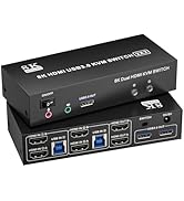 8K HDMI KVM Switch 2 Monitors 2 Computers Support 8K@60Hz 4K@60Hz, Dual Monitor KVM Switcher PC E...