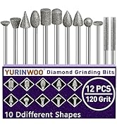 120-Grit Diamond Grinding Bit 1/8" Shank Compatible with Dremel Rotary Tool, 12Pcs Diamond Grindi...