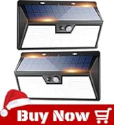 Peasur 318LED 800LM Solar Motion Sensor Lights Outdoor, 2 Pack Solar Powered Fence Wall Light IP6...