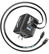 W &amp; O Fast Charger for iPhone17/16/15,60W gan Charger,Retractable Phone Charger Wall Plug with Li...