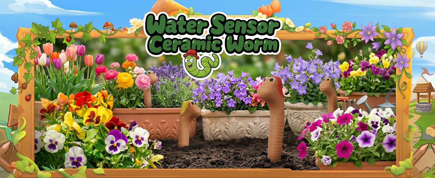 12 Pcs Ceramic Worm Plant Water Meter, Soil Moisture Indicator Sticks for Indoor Outdoor