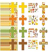 CY2SIDE 36PCS Big Size Fall Religious Cross Sticker Sunday School Activity | Large Size Fall Chri...